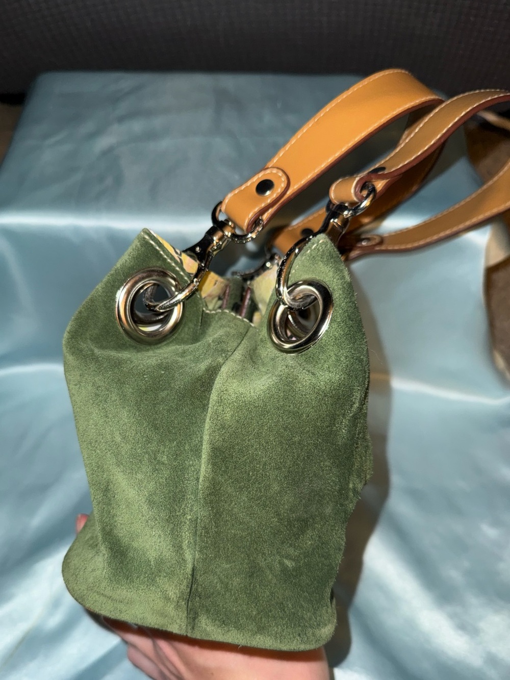 Vintage Green Suede Amanda Smith Purse - Picture 4 of 14